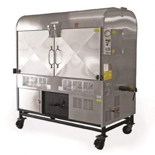 Ole Hickory CTO-DW with competition switch polished stainless steel finish, top-quality competition smoker for large meat cooking.