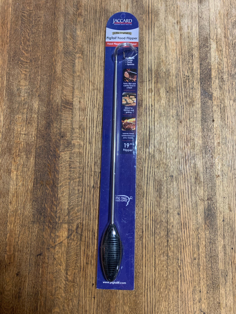 Jaccard 19” pigtail food flipper with dishwasher safe handle, perfect for grills and smokers accessories.