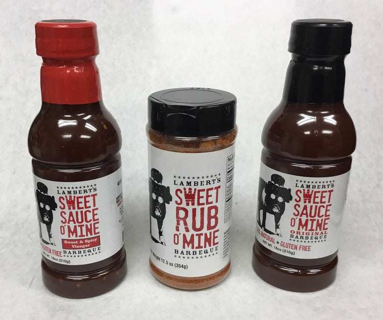 Sweet Swine O' Mine Gift Pack with BBQ sauces and rub for grills smokers and cookers lovers.