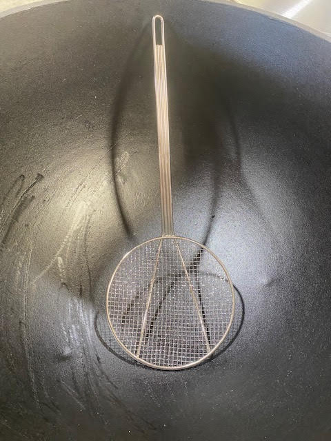 Cajun Cookware 6” Wire Skimmer for filtering food from grease in grills smokers and cookers.