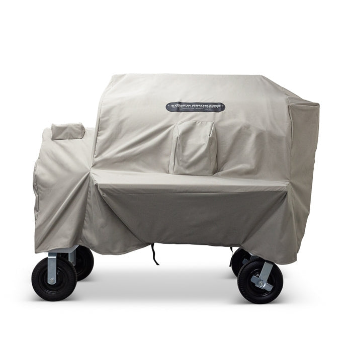 Yoder Smokers YS 1500s Comp Cover for removable stack units protecting a grill from the elements.